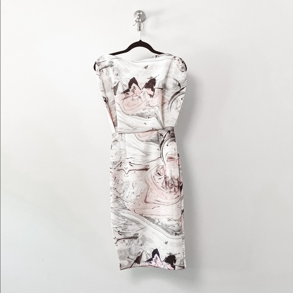 ASOS Open Top Marble Print Exposed Scuba Midi Dress Size 2 - Picture 5 of 12